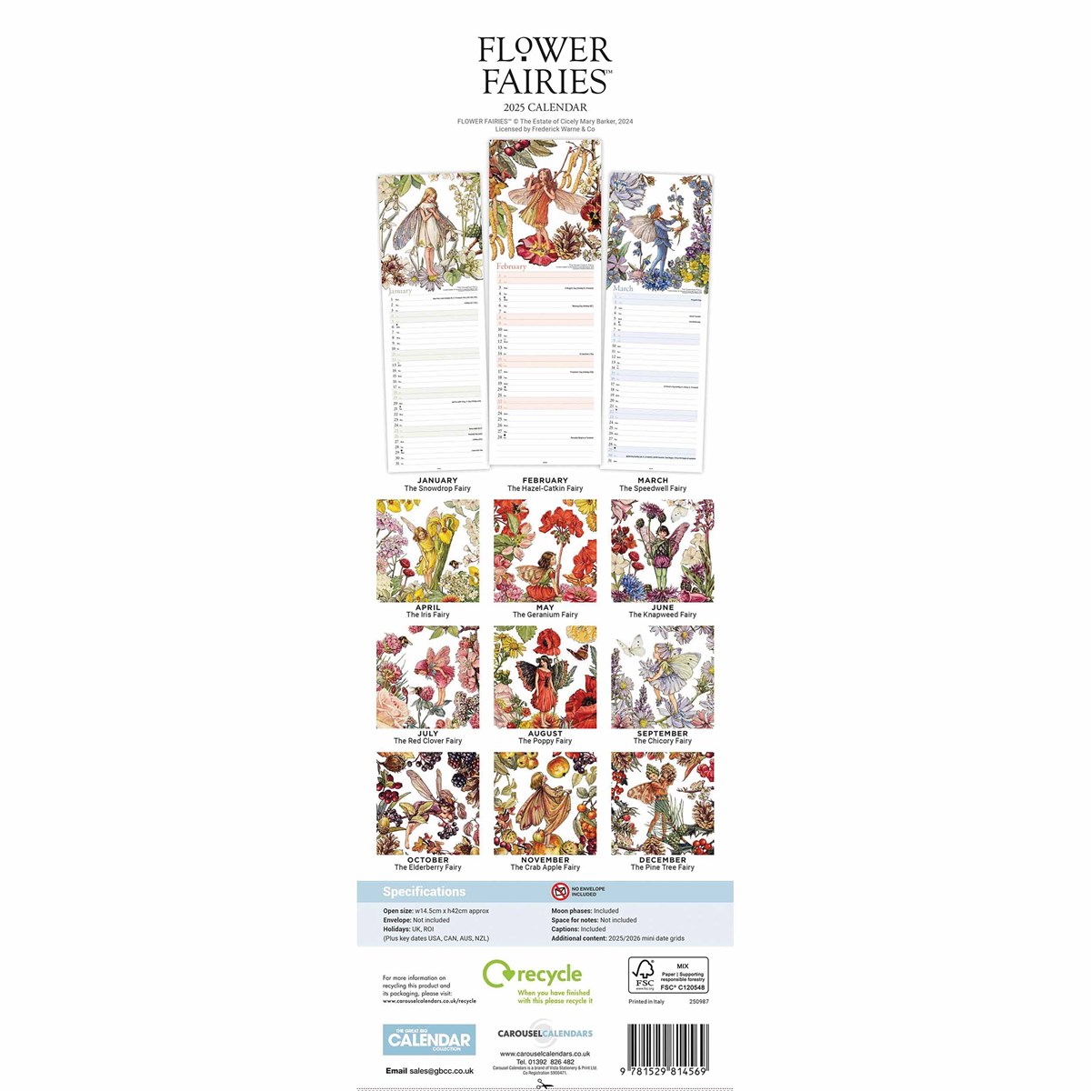 Flower Fairies Slim Calendar 2025