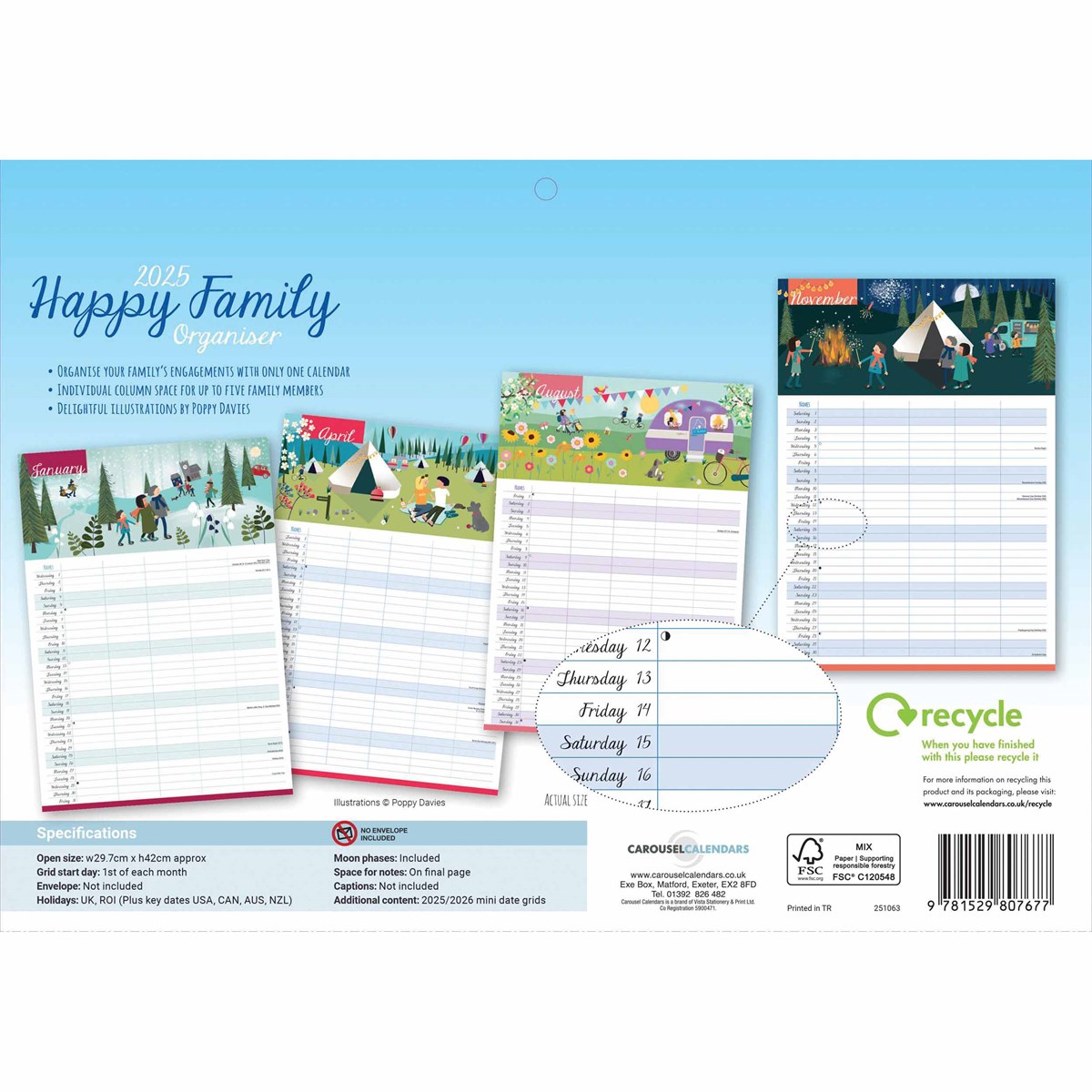 Happy Family A4 Family Organiser 2025