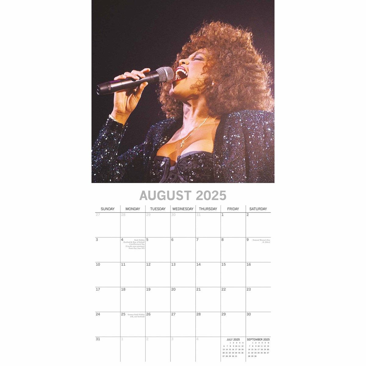 Whitney Houston Calendar 2025