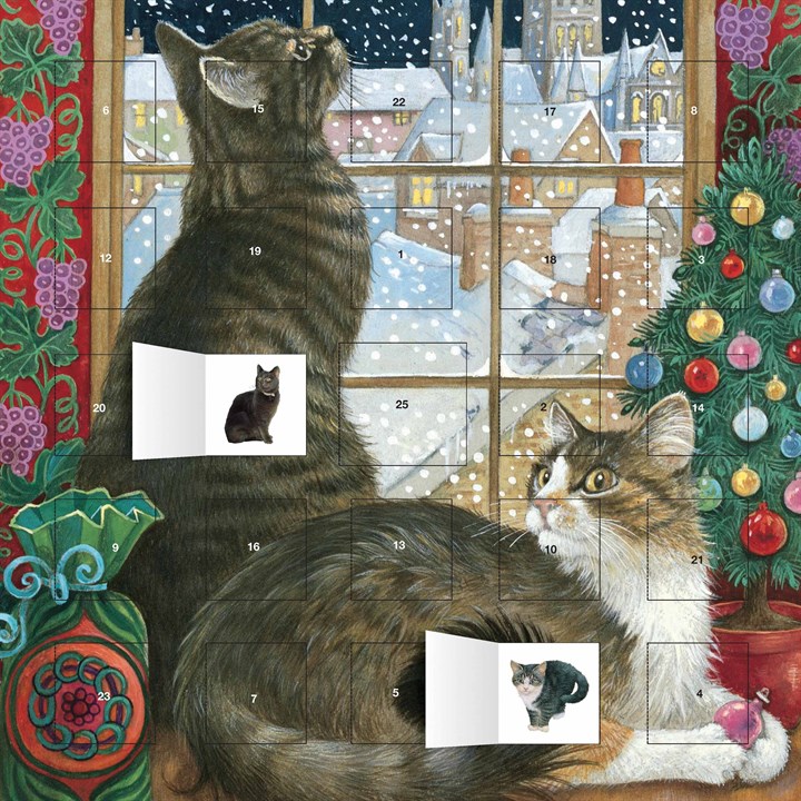 Ivory Cats Christmas Window Advent