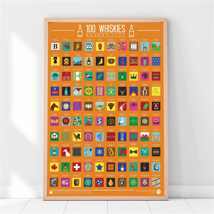 100 Whiskies Scratch Poster