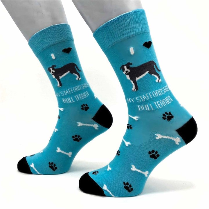 I Heart My Staffordshire Bull Terrier Socks - Size 6 - 9