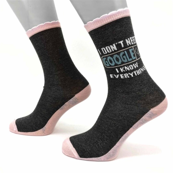 Google I Know Everything Socks - Size 4 - 8