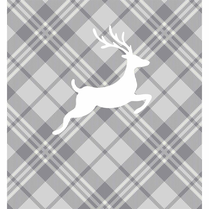 Grey Tartan Reindeer Square Calendar Gift Wrap Envelope