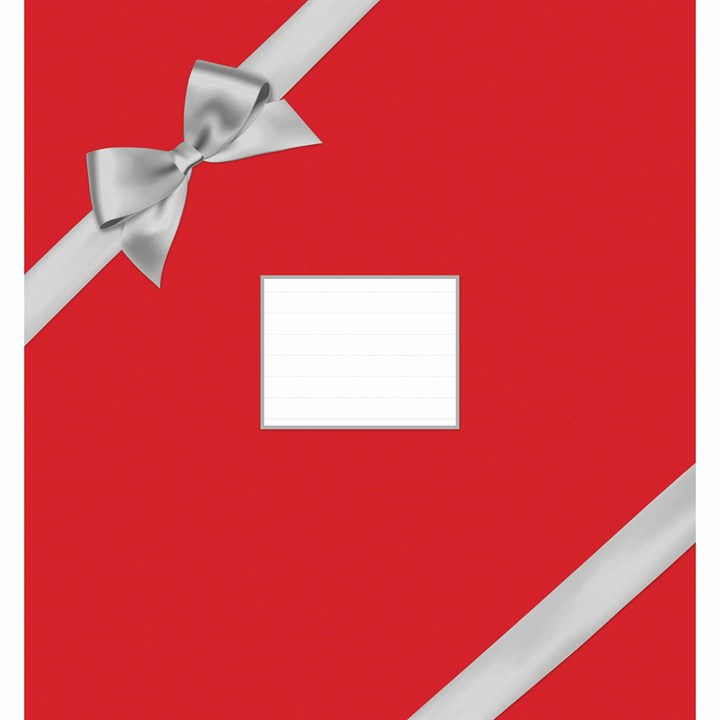 Red with Silver Bow Square Calendar Gift Wrap Envelope