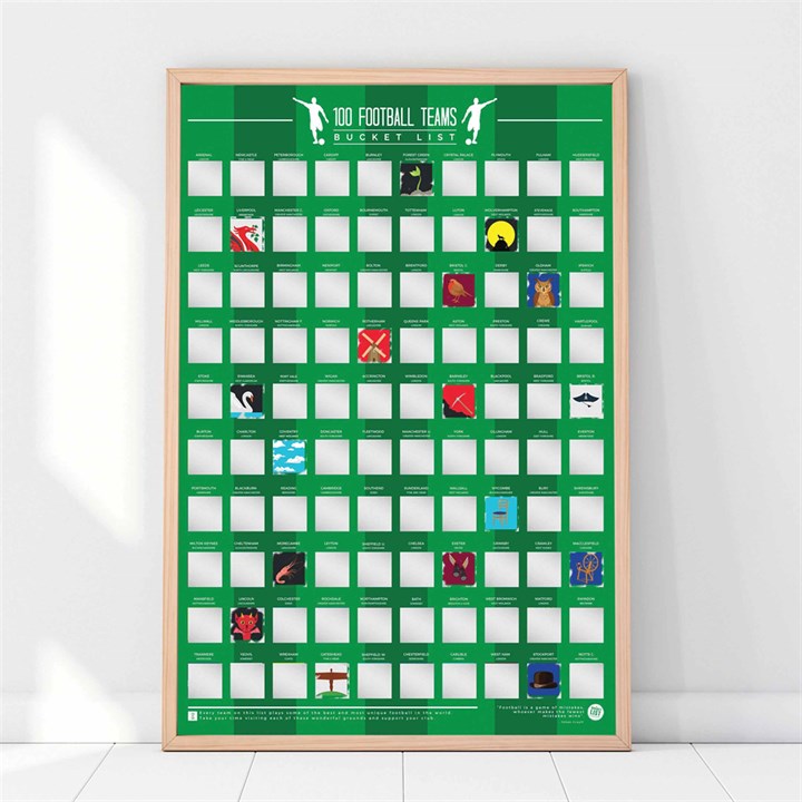 100 Football Teams Scratch Poster