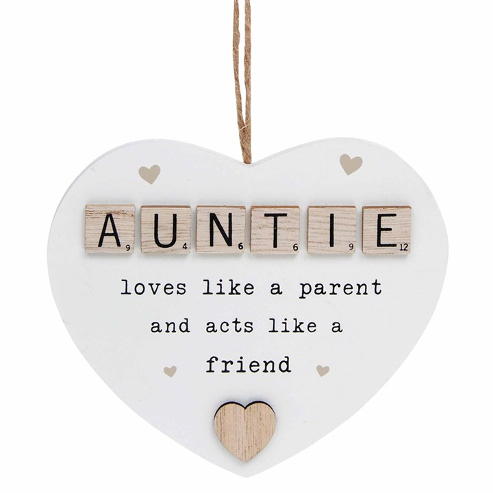 Scrabble Sentiments Auntie Heart Hanging Sign