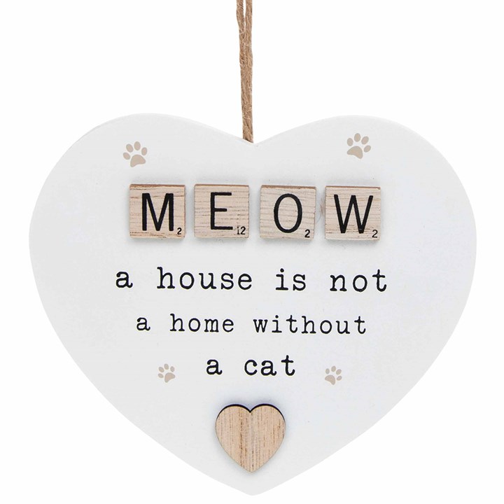 Scrabble Sentiments Meow Heart Hanging Sign