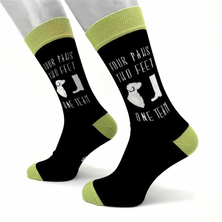 Four Paws, Two Feet, One Team Socks - Size 7 - 11