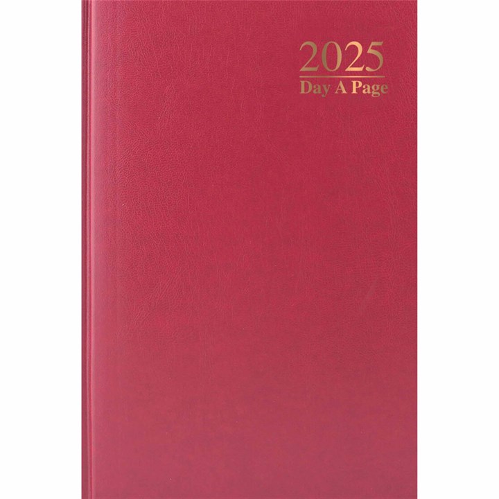 Dark Red Hardback Day To View A6 Diary 2025