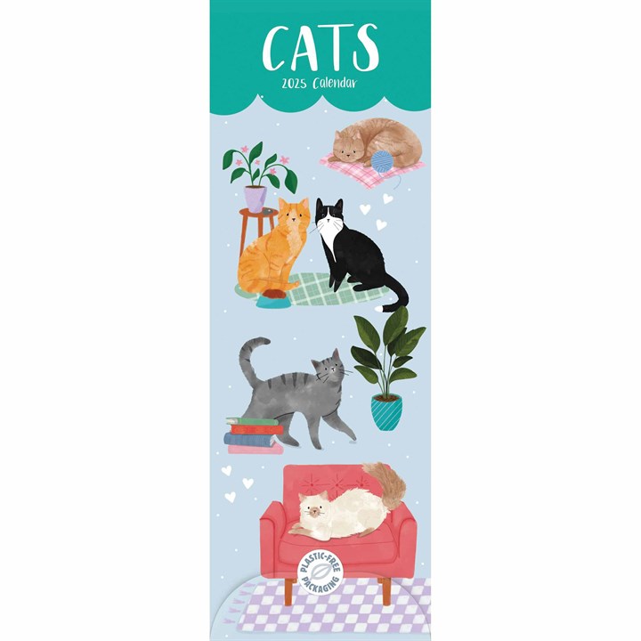 Cats Illustrated Slim Calendar 2025