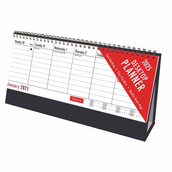 Basic Week-To-View Easel Desk Calendar 2025