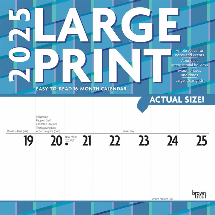 Large Print Calendar 2025