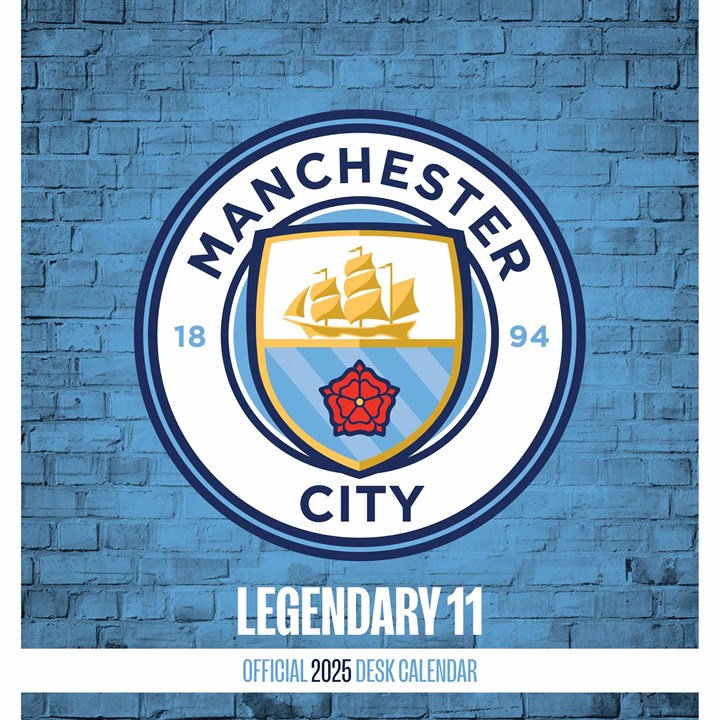 Manchester City FC Legendary 11 Easel Desk Calendar 2025