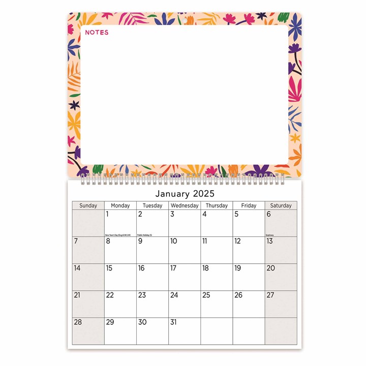 Leaves Border Memo Calendar 2025