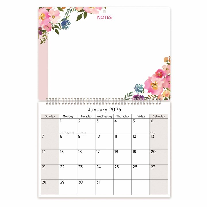 Floral Corners Memo Calendar 2025