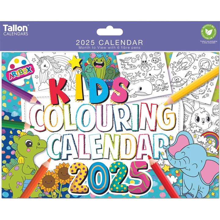 Kids Colouring A4 Calendar 2025