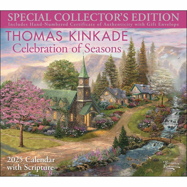 Kinkade, Celebrations of Seasons Scripture Collector's Edition Deluxe Calendar 2025