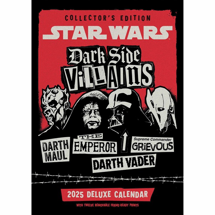 Disney Star Wars, Dark Side Villains Collectors Edition A3 Calendar 2025