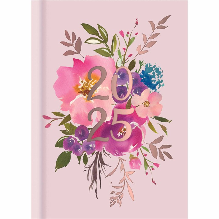 Pink Vintage Floral A7 Diary 2025