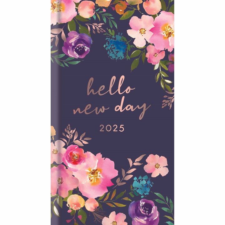 Blue Vintage Floral Slim Diary 2025