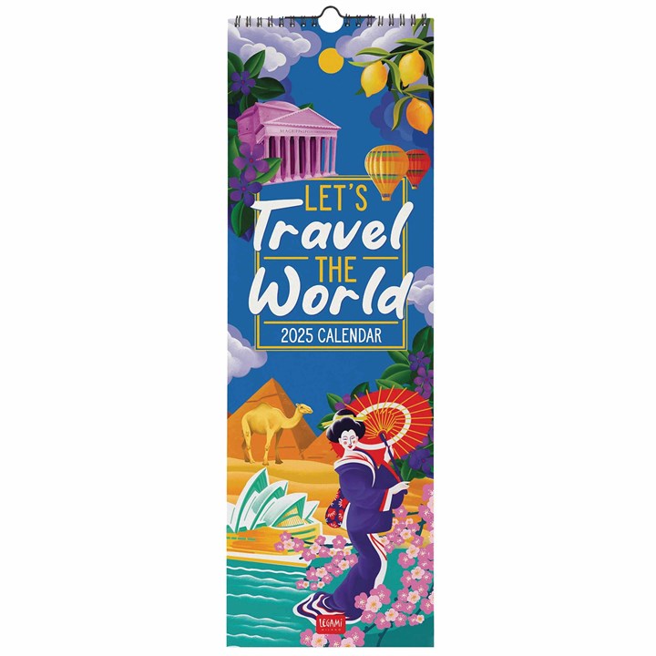 Lets Travel The World Dlx Slim Calendar 2025