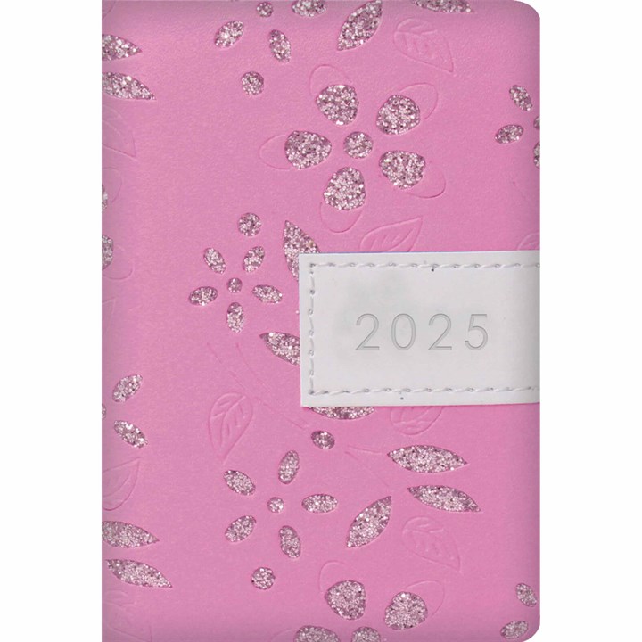 Pink Glitter Floral Sparkles A7 Diary 2025