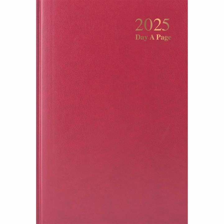 Dark Red Hardback Day To View A4 Diary 2025