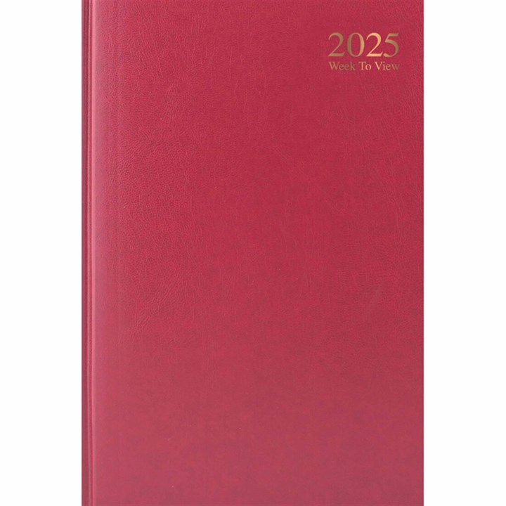 Dark Red Hardback Week To View A4 Diary 2025