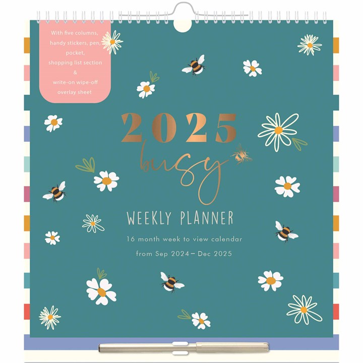 Bees & Flowers Week To View Family Planner 2025