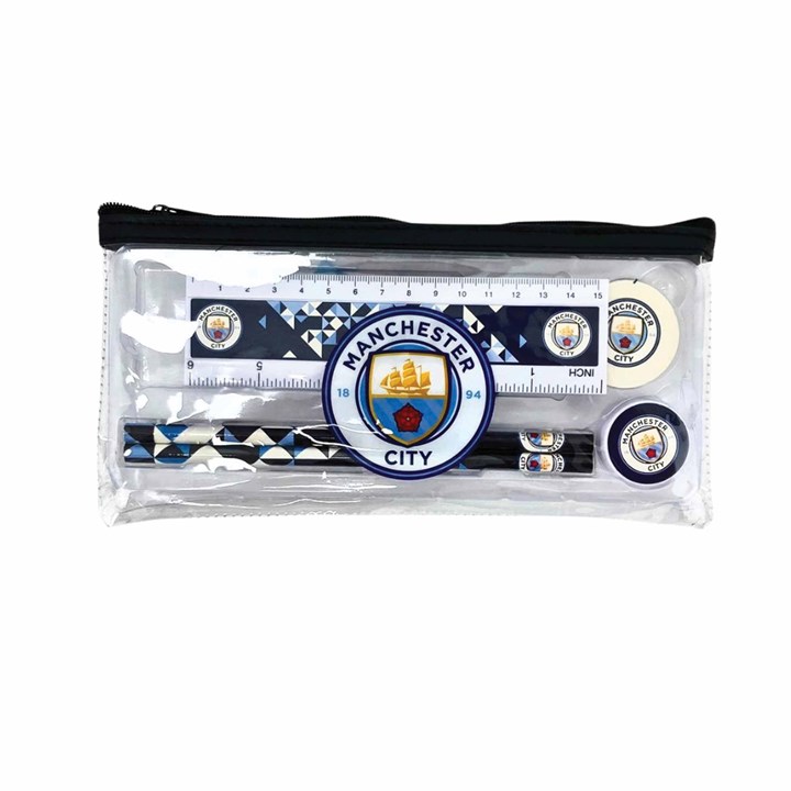 Manchester City FC Clear Pencil Case Stationery Set