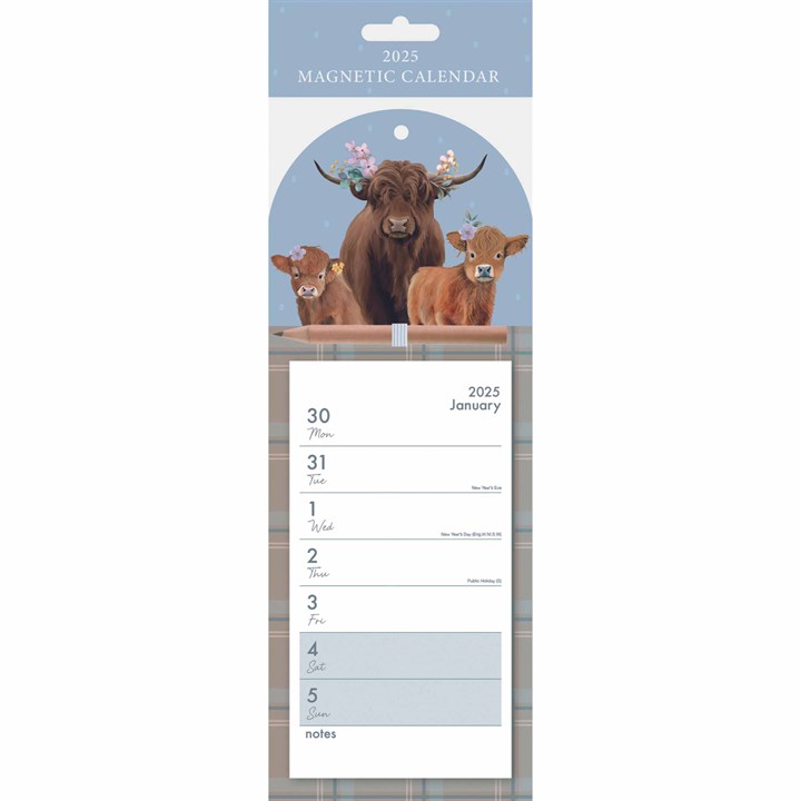 Highland Cows Magnetic Calendar 2025