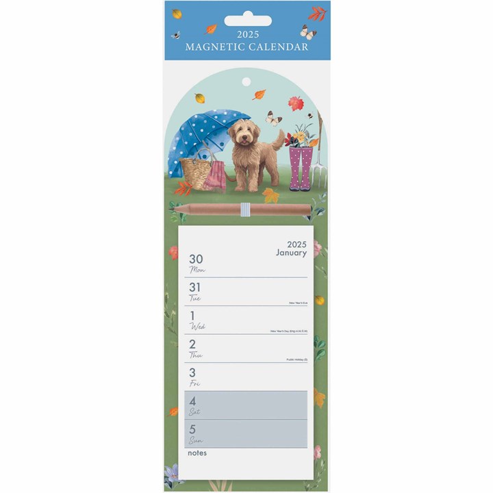 Dog & Wellies Magnetic Calendar 2025