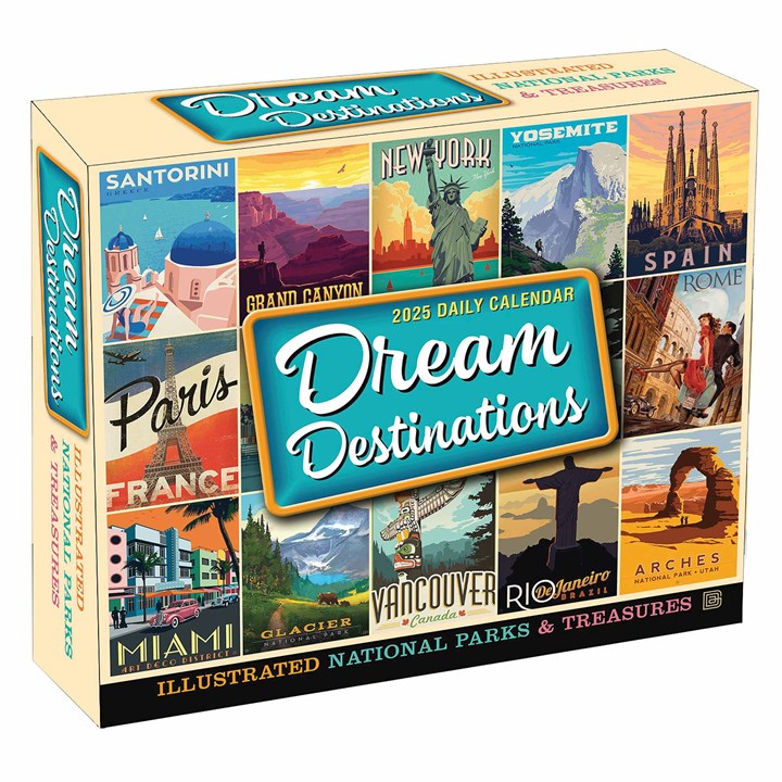 Dream Destinations Desk Calendar 2025