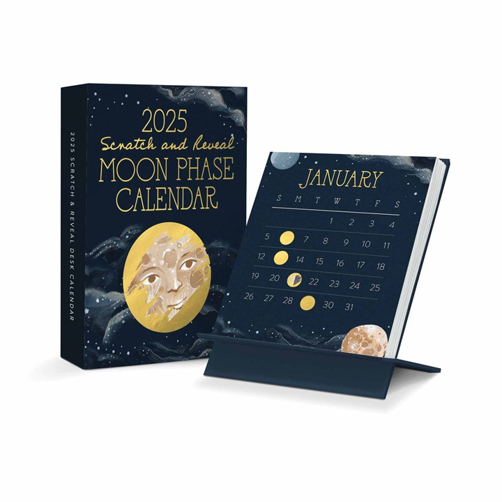 Moon Phases Scratch and Reveal Easel Desk Calendar 2025