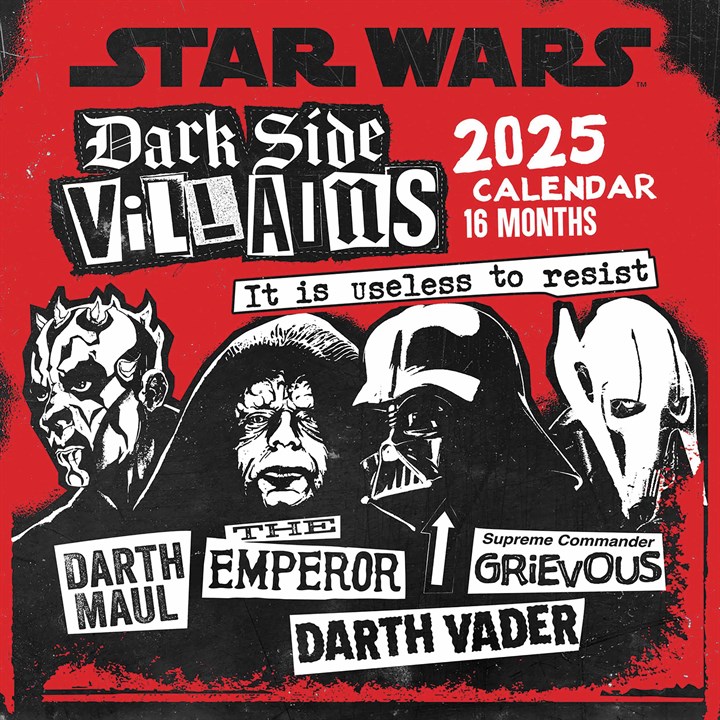 Disney Star Wars, Dark Side Villains Calendar 2025