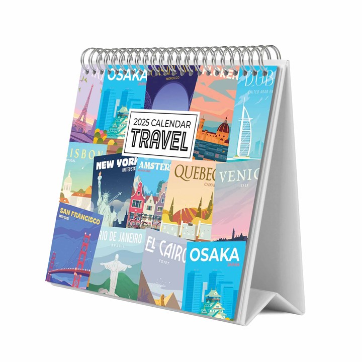 Travel Posters Easel Desk Calendar 2025