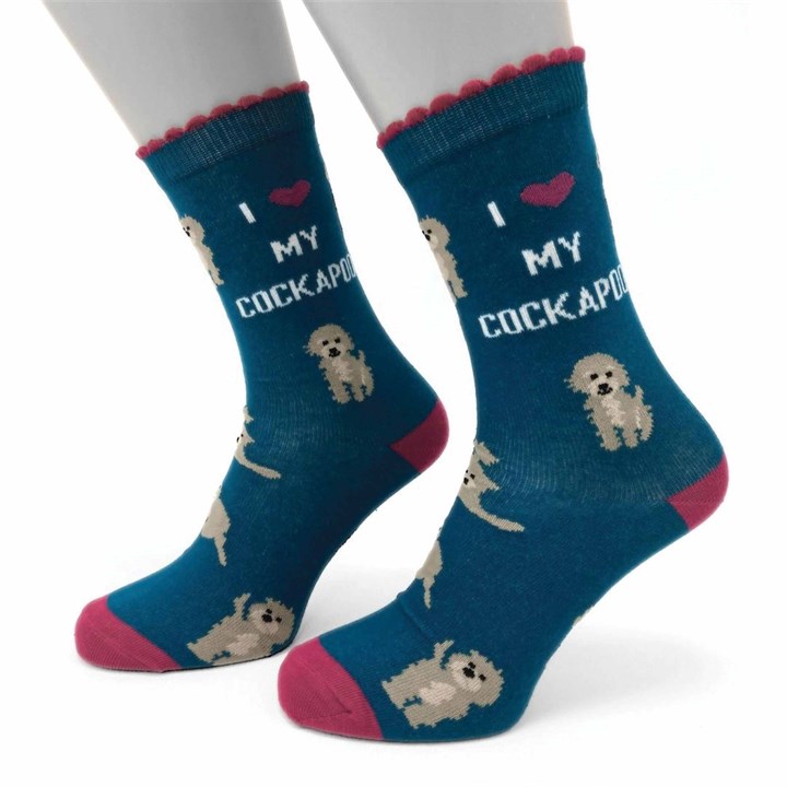 I Heart My Cockapoo Socks - Size 4 - 8