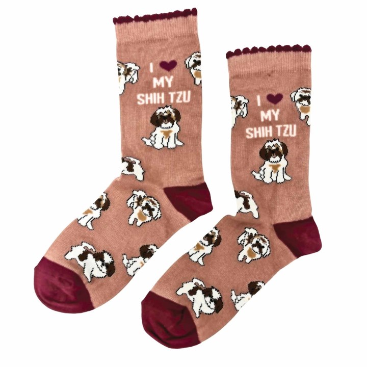 I Heart My Shih Tzu Socks - Size 4 - 8