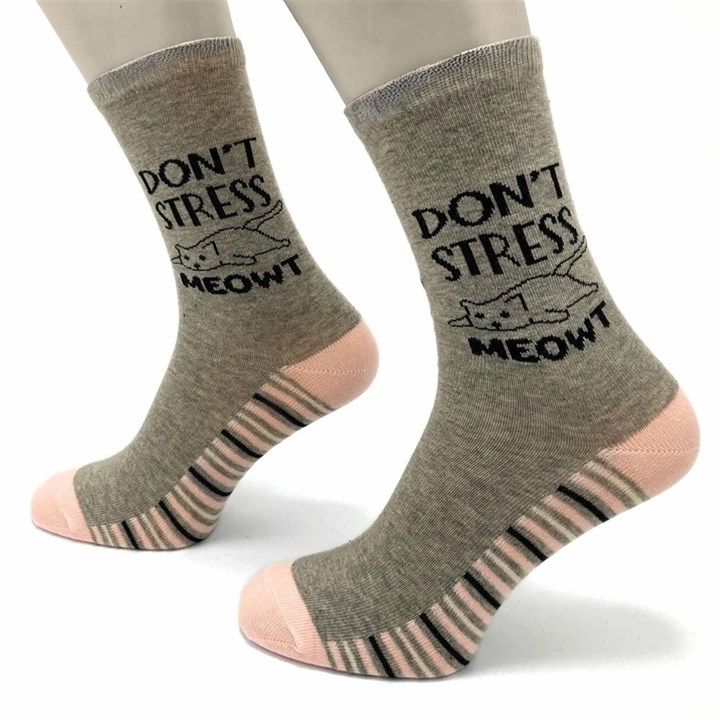 Don't Stress Meowt Socks - Size 4 - 8