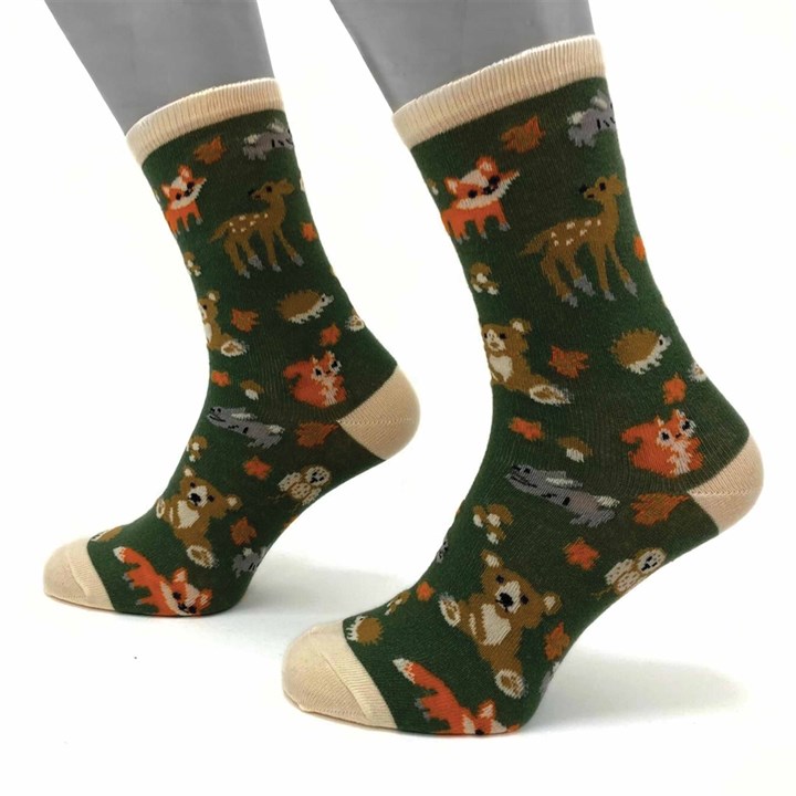 Woodland Animals Socks - Size 4 - 8