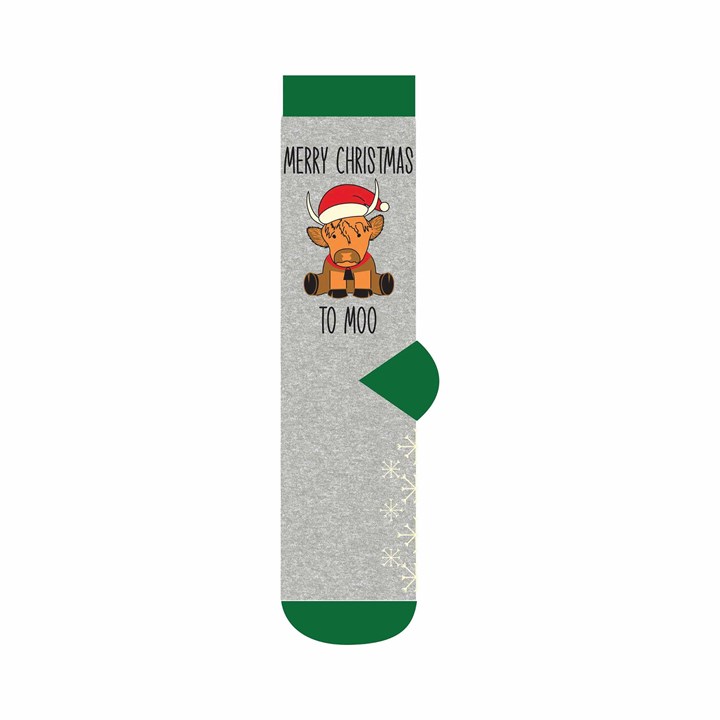 Merry Christmas to Moo Socks - Size 4 - 8