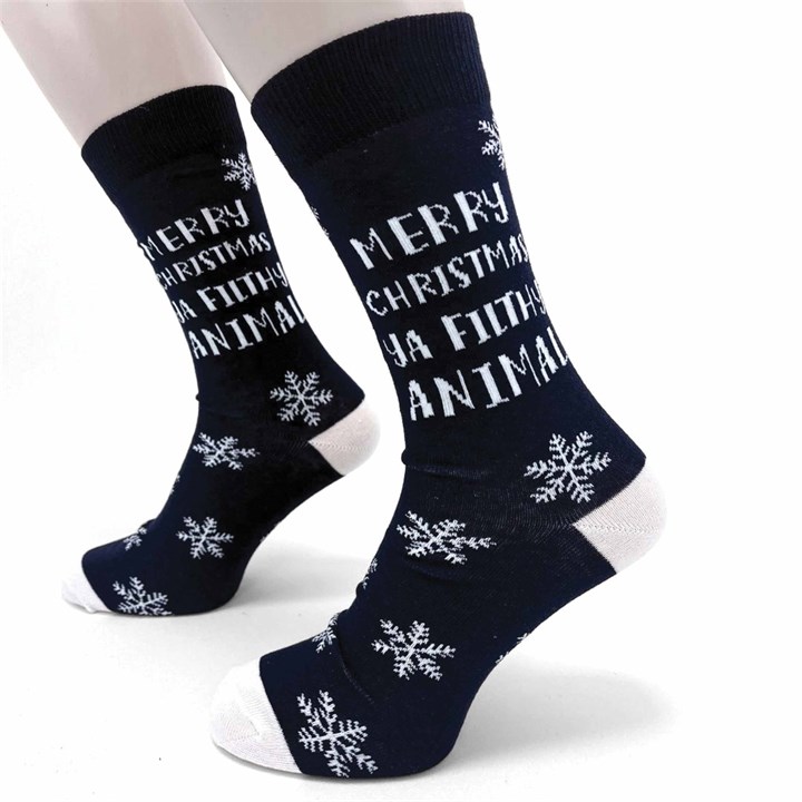 Merry Christmas Ya Filthy Animal Socks - Size 7 - 11