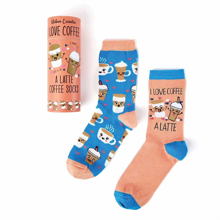 I Love Coffee A-Latte Socks - Size 4 - 8